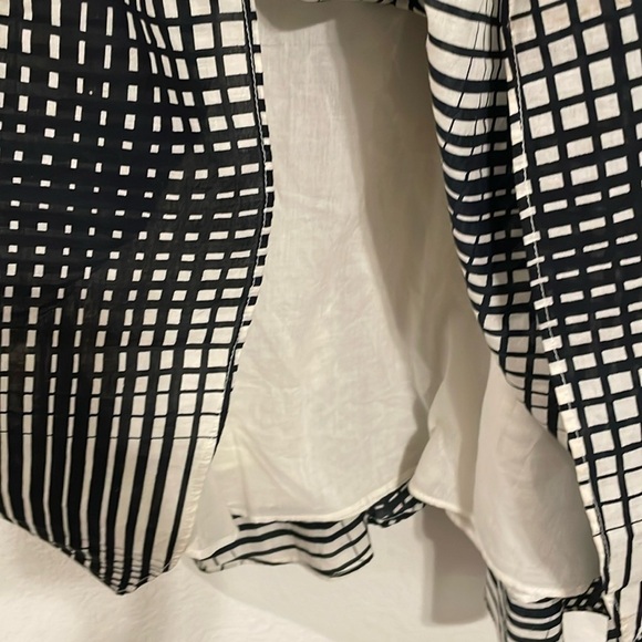 Nautica Women’s Mini Dress Size 4 Flirty Cotton Black Striped Checkered - Picture 6 of 13